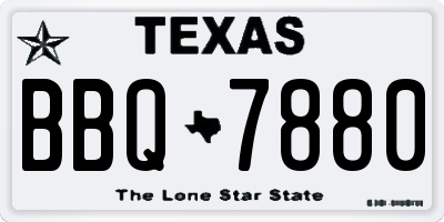 TX license plate BBQ7880