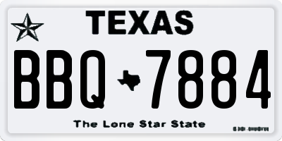 TX license plate BBQ7884