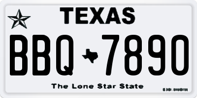 TX license plate BBQ7890