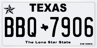 TX license plate BBQ7906