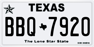 TX license plate BBQ7920