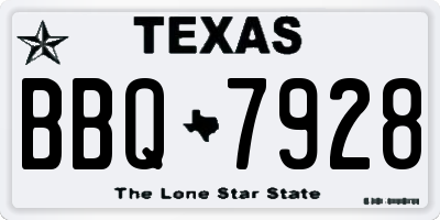 TX license plate BBQ7928