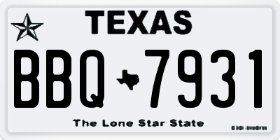 TX license plate BBQ7931