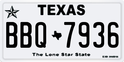 TX license plate BBQ7936