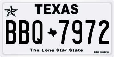 TX license plate BBQ7972