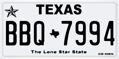 TX license plate BBQ7994