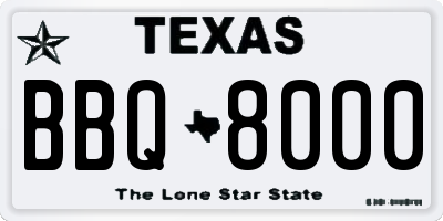 TX license plate BBQ8000