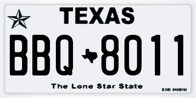 TX license plate BBQ8011