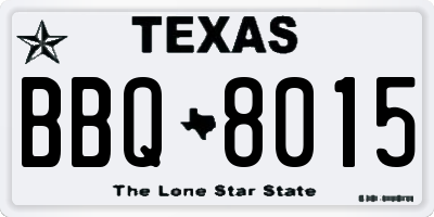 TX license plate BBQ8015