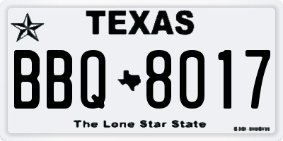 TX license plate BBQ8017