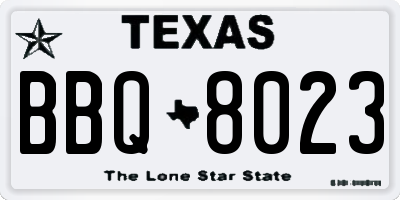 TX license plate BBQ8023