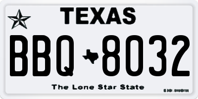 TX license plate BBQ8032