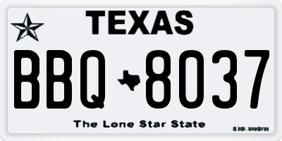 TX license plate BBQ8037