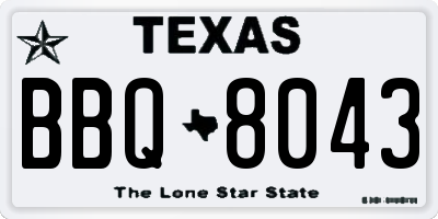 TX license plate BBQ8043