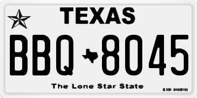 TX license plate BBQ8045
