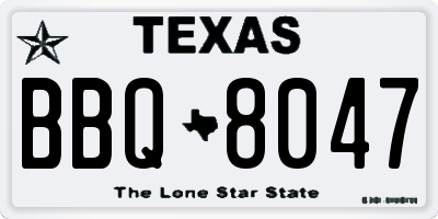 TX license plate BBQ8047