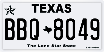 TX license plate BBQ8049