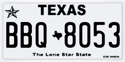 TX license plate BBQ8053