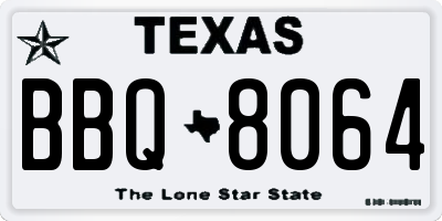 TX license plate BBQ8064