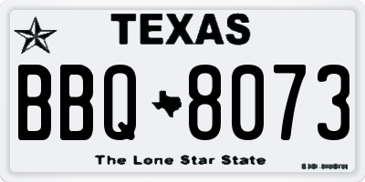 TX license plate BBQ8073