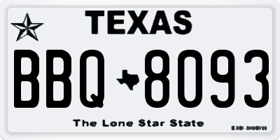 TX license plate BBQ8093