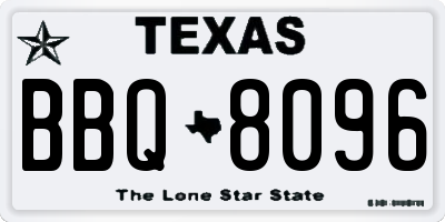 TX license plate BBQ8096
