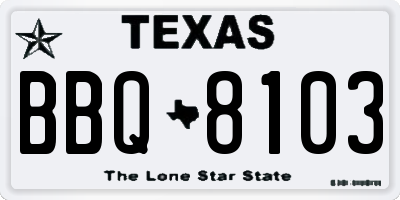 TX license plate BBQ8103