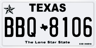 TX license plate BBQ8106