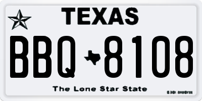 TX license plate BBQ8108