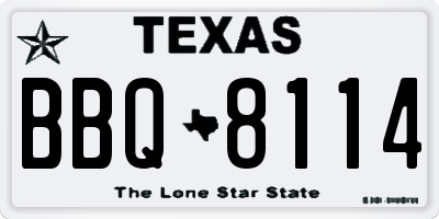TX license plate BBQ8114
