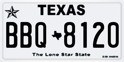 TX license plate BBQ8120