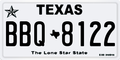TX license plate BBQ8122