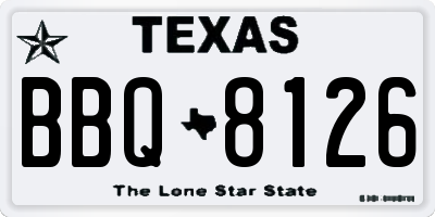 TX license plate BBQ8126