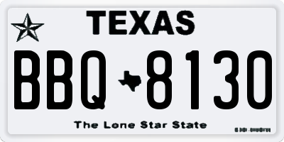 TX license plate BBQ8130