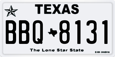 TX license plate BBQ8131
