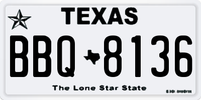 TX license plate BBQ8136