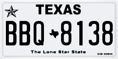 TX license plate BBQ8138