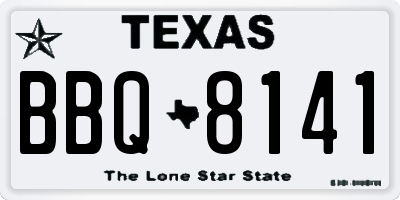 TX license plate BBQ8141