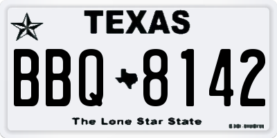 TX license plate BBQ8142
