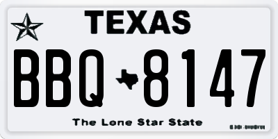 TX license plate BBQ8147