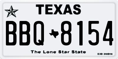 TX license plate BBQ8154