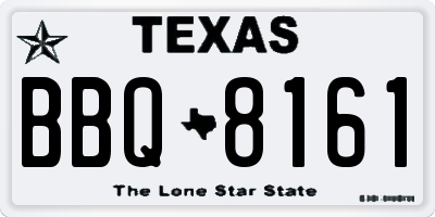 TX license plate BBQ8161