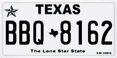 TX license plate BBQ8162