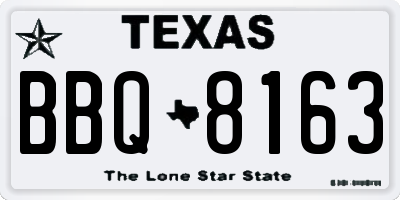 TX license plate BBQ8163