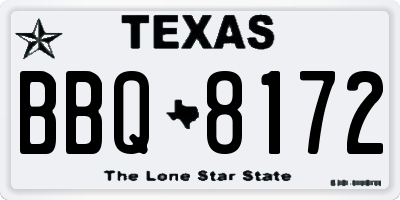 TX license plate BBQ8172