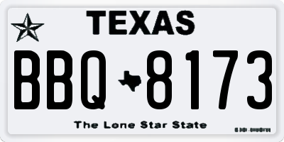 TX license plate BBQ8173