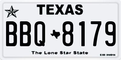 TX license plate BBQ8179
