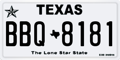 TX license plate BBQ8181