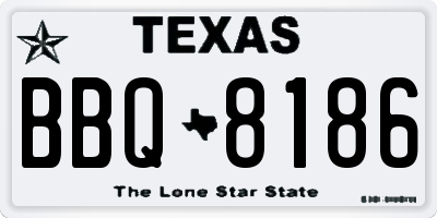 TX license plate BBQ8186