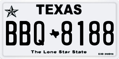 TX license plate BBQ8188